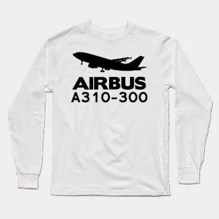 Airbus A310-300 Silhouette Print (Black) Long Sleeve T-Shirt